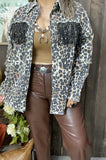 Leopard jacket with bling fringe