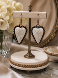 Cream Heart Stone Earring with Copper Border