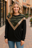 Black top with camo & sequins