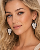 Cream Heart Stone Earring with Copper Border