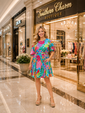 Colorful Floral belted dress