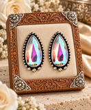 Bling AB Large Teardrop stud earrings