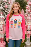 Nutcracker patches neon pink long sleeve top