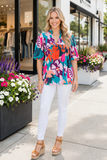 3X  : Teal Mix Floral Top