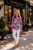 Pink & Green Abstract printed long sleeve top