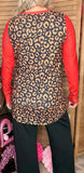 Leopard, Red Tribal long sleeve top