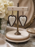 Cream Heart Stone Earring with Copper Border