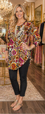 Small  : Magenta Scoop Floral & Leopard Tunic