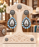 Western Metal Teardrop w/Stone Concho Post Earring