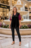 Black Velvet Pink embroidery blouse