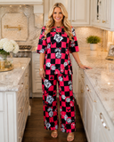 Pink & Black Checkered lounge 2 piece set