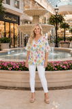 White top with floral print