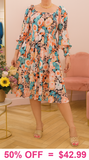 S, M, 2X, 3X Floral Smocked Baby Doll Dress
