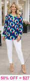 Blue Flower long sleeve top