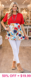 Red Top With Floral Scroll Print