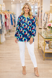 Blue Flower long sleeve top