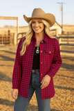 L,XL, 2X,3X : Pink houndstooth shacket coat