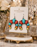 Colorful Stone Squash Blossom Earrings
