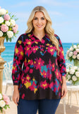 Black & Colorful print long sleeve top - Loose Fit