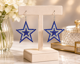 Blue & Bling Rhinestone STAR earrings