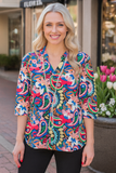 S,M,3X Floral Multi Colored Paisley Top