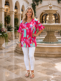Pink Abstract baby doll top