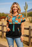 S, M, L, XL Orange, Cactus, Tribal print, front pocket pullover