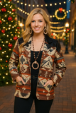L,2X,3X : Brown Tribal jacket with sequins