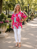 Pink Abstract baby doll top