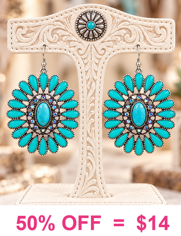 Turquoise Concho Earrings with bling