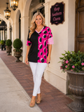Half Pink Leopard Half Black top