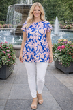 Blush & Blue floral top with cap sleeves