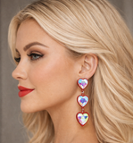 Red Trim Bling tripe heart earrings