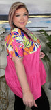 Neon Tropical, Pink Baby Doll Top - Loose Fit