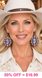 Big Bling Concho Earrings - copper tone