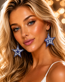 Blue & Bling Rhinestone STAR earrings