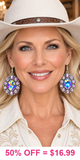 Big Bling Concho Earrings - silver tone