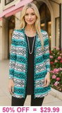 Turquoise Leopard & Tribal cardigan