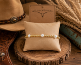 Stainless steel Gold beaded pearl bracelet