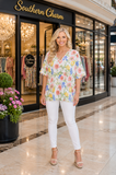 White top with floral print