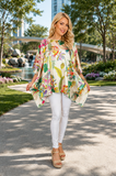 Tropical Bird Design Poncho Top