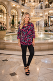 Pink, Black, Mint criss cross neck top