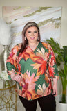Olive & Rust floral top