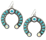 Turquoise & Bling stones squash blossom earrings