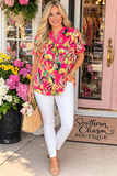 Tropical Pink & Yellow Top With flowers