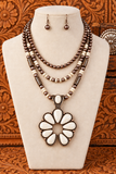 Copper 3 Strand necklace with cream squash pendant