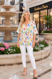 White top with floral print