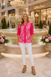 Pink & White Design Printed Top
