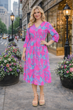 Pink & Turquoise tropical dress