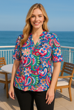 S,M,3X Floral Multi Colored Paisley Top